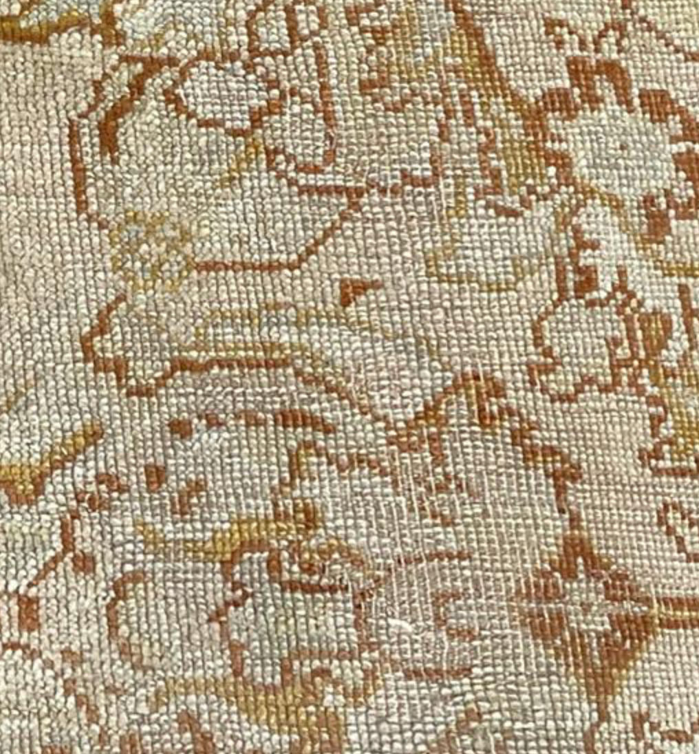Antique Turkish Oushak - 7' 05" x 9' 06" - Light Grey, Beige, Gold, Rust - Hand Knotted Antique Turkish Wool Rug - Traditional Classic Antique Rug