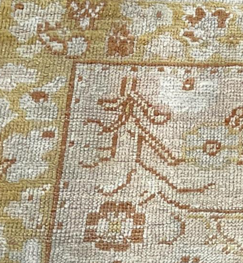 Antique Turkish Oushak - 7' 05" x 9' 06" - Light Grey, Beige, Gold, Rust - Hand Knotted Antique Turkish Wool Rug - Traditional Classic Antique Rug