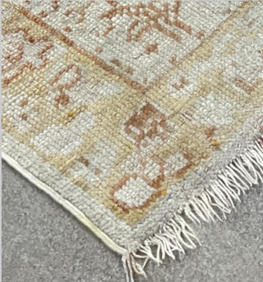 Antique Turkish Oushak - 7' 05" x 9' 06" - Light Grey, Beige, Gold, Rust - Hand Knotted Antique Turkish Wool Rug - Traditional Classic Antique Rug
