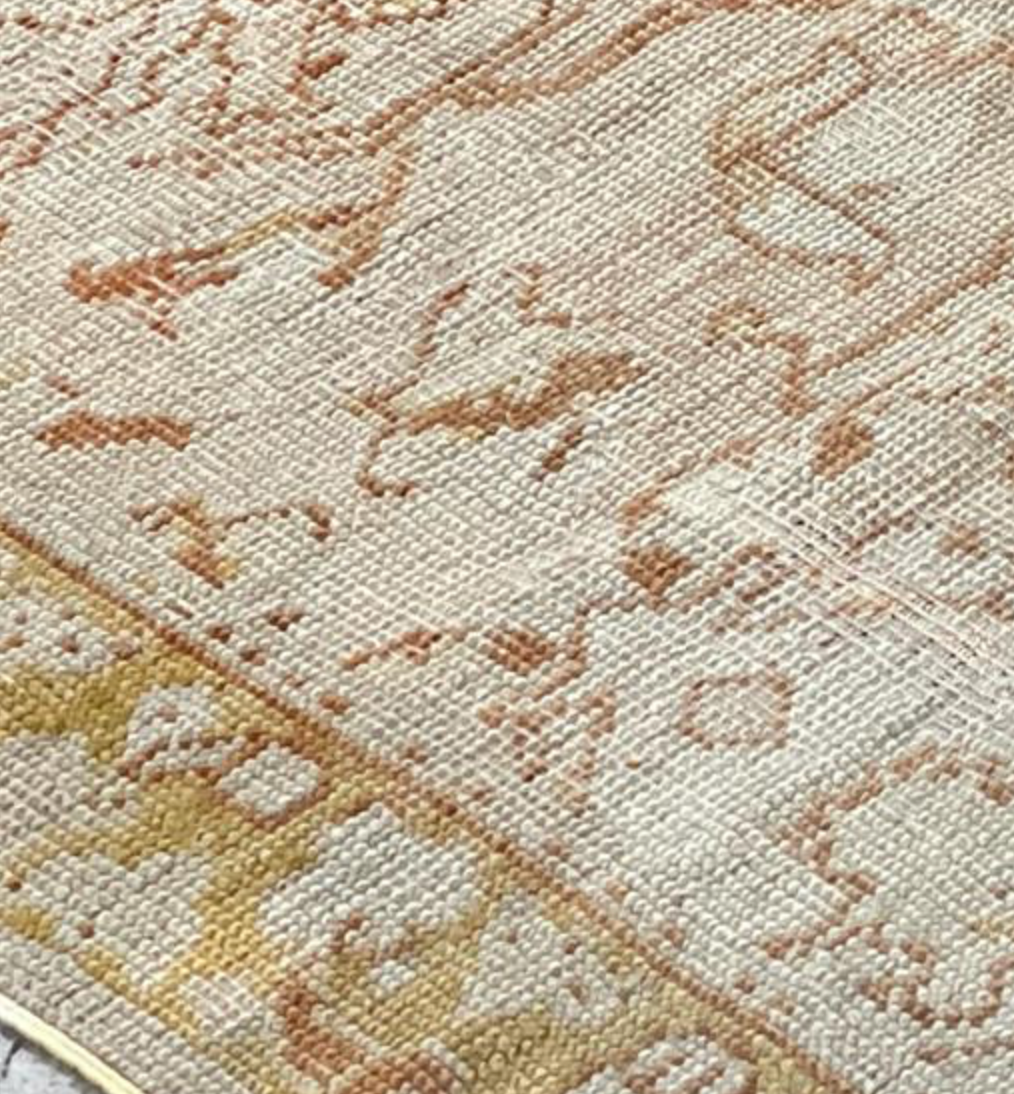 Antique Turkish Oushak - 7' 05" x 9' 06" - Light Grey, Beige, Gold, Rust - Hand Knotted Antique Turkish Wool Rug - Traditional Classic Antique Rug