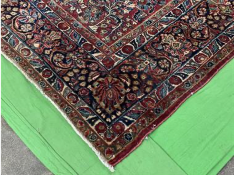 Persian Antique Sarouk - 8' 00" x 9' 10" - Red & Blue - Hand Knotted Antique Persian Wool Sarouk Rug - Traditional Classic Antique Rug