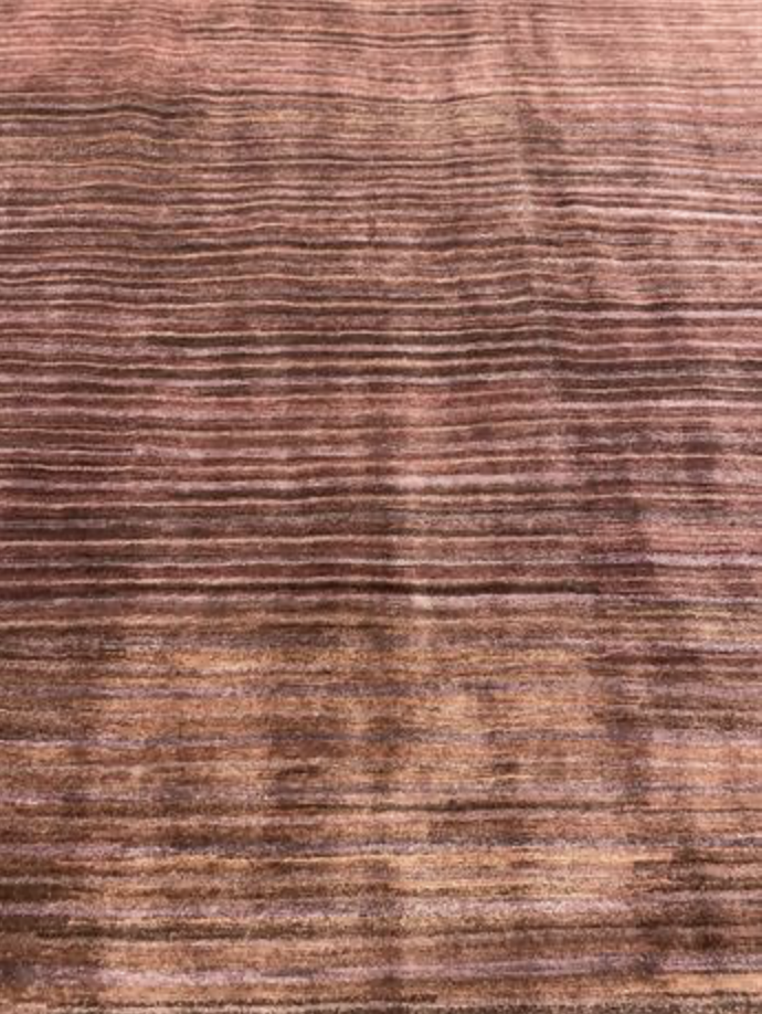Tibetano Collection Silk & Wool - 6' 02" x 8' 06" - Red Coral Rose - Wool & Silk Contemporary Modern Area Rug
