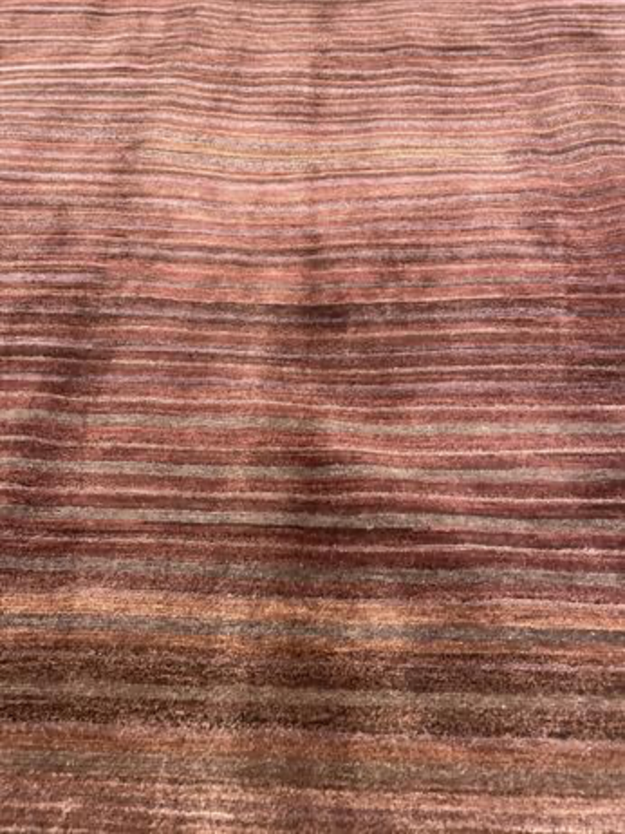 Tibetano Collection Silk & Wool - 6' 02" x 8' 06" - Red Coral Rose - Wool & Silk Contemporary Modern Area Rug