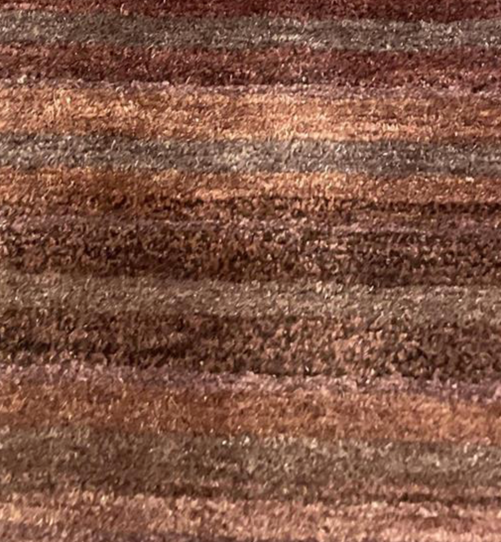 Tibetano Collection Silk & Wool - 6' 02" x 8' 06" - Red Coral Rose - Wool & Silk Contemporary Modern Area Rug