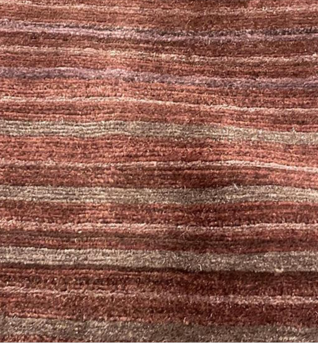 Tibetano Collection Silk & Wool - 6' 02" x 8' 06" - Red Coral Rose - Wool & Silk Contemporary Modern Area Rug