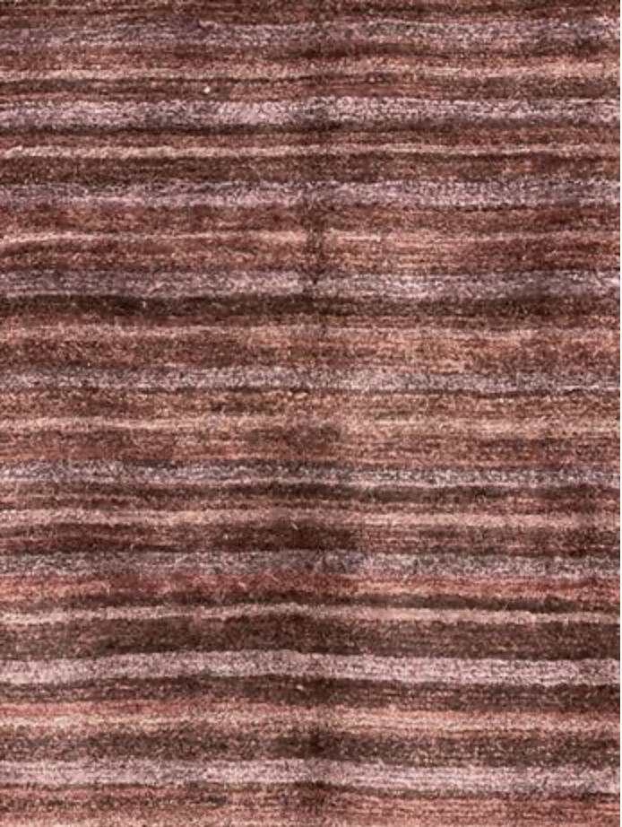Tibetano Collection Silk & Wool - 6' 02" x 8' 06" - Red Coral Rose - Wool & Silk Contemporary Modern Area Rug