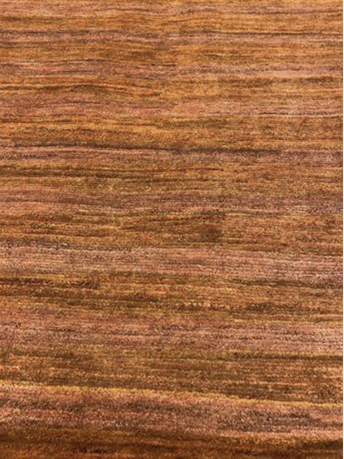 Tibetano Collection Silk & Wool - 10' 00" x 11' 02" - Peach & Rust - Wool & Silk Contemporary Modern Area Rug - Tibet Nepal Rug