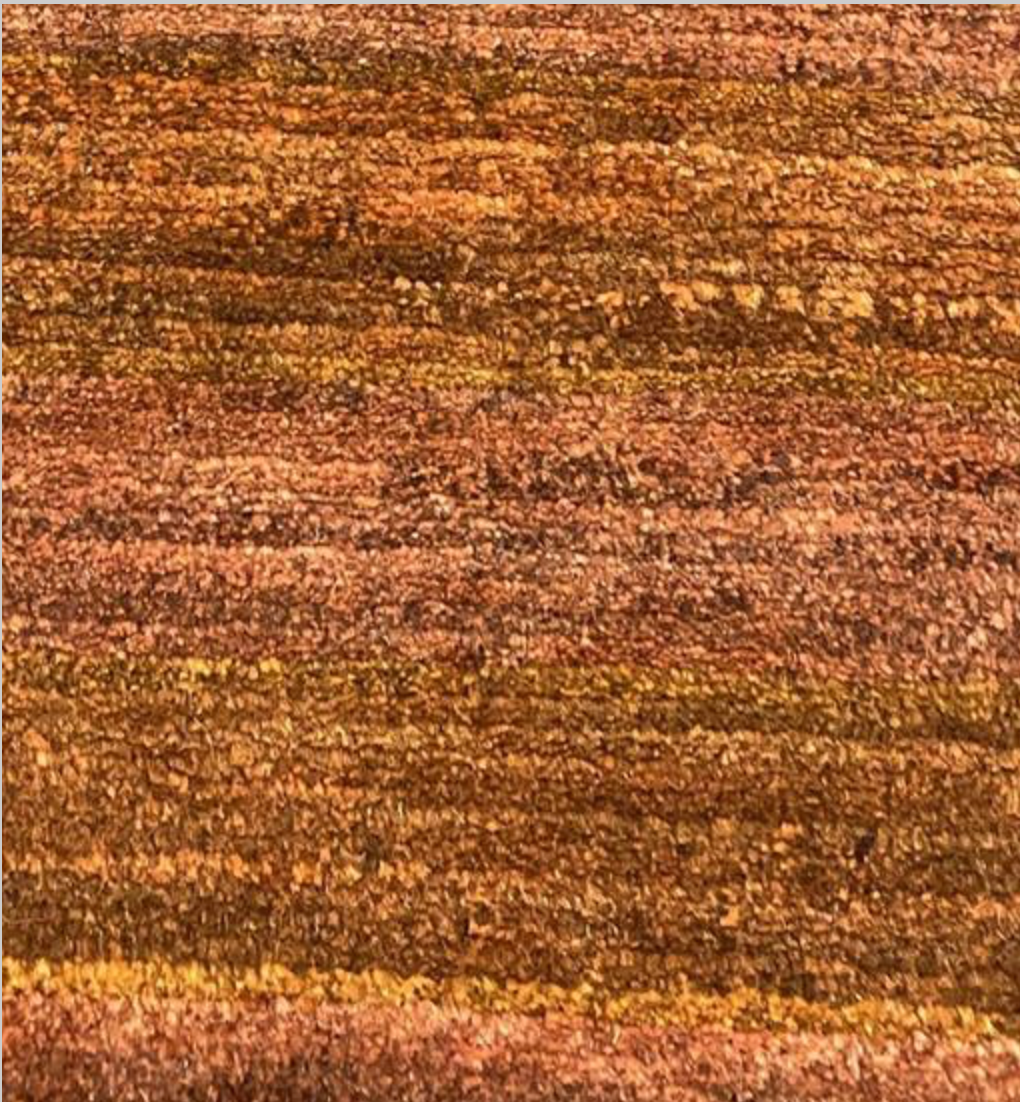 Tibetano Collection Silk & Wool - 10' 00" x 11' 02" - Peach & Rust - Wool & Silk Contemporary Modern Area Rug - Tibet Nepal Rug