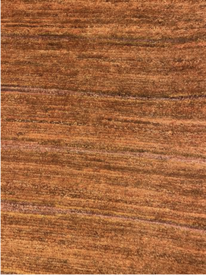 Tibetano Collection Silk & Wool - 10' 00" x 11' 02" - Peach & Rust - Wool & Silk Contemporary Modern Area Rug - Tibet Nepal Rug