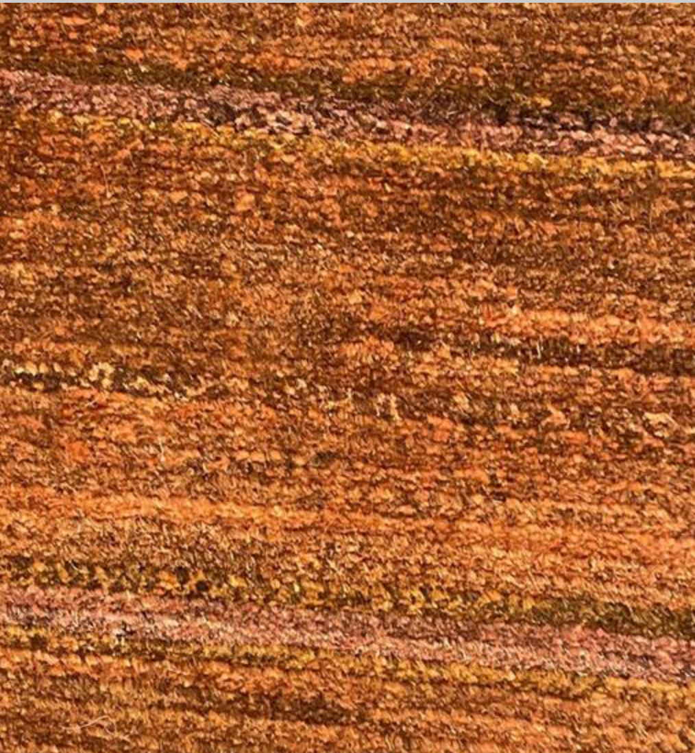 Tibetano Collection Silk & Wool - 10' 00" x 11' 02" - Peach & Rust - Wool & Silk Contemporary Modern Area Rug - Tibet Nepal Rug