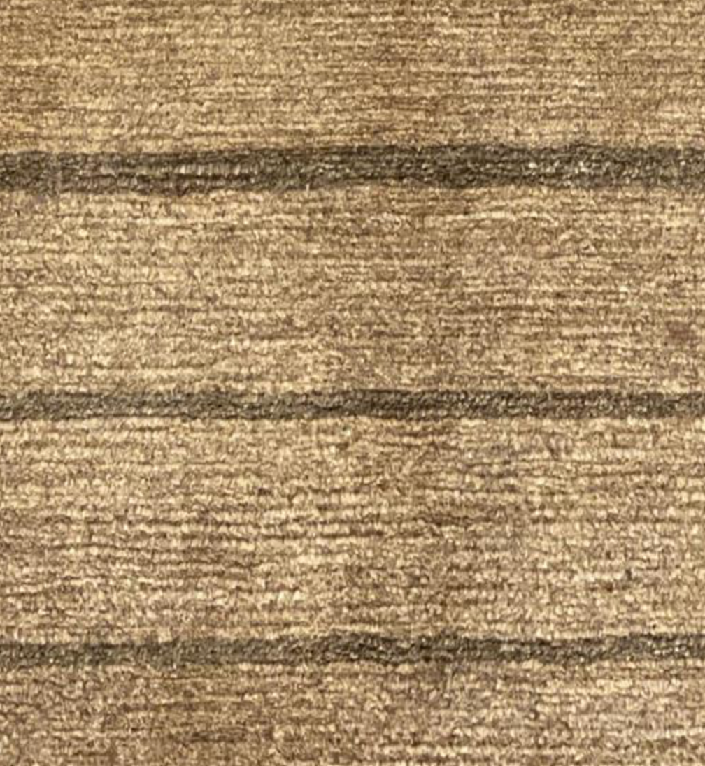 Tibetano Collection Silk & Wool - 7' 11" x 8' 05" Square - Brown - Wool & Silk Contemporary Modern Area Rug - Tibet Nepal Rug