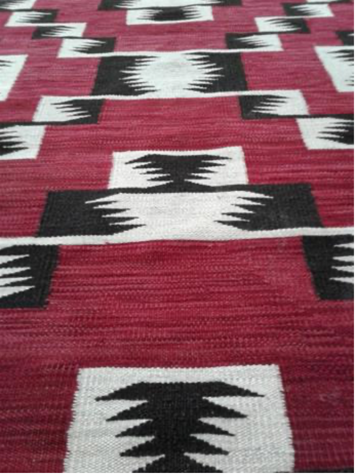 Santafe Collection - 3'x5' 5'x8' 6'x9' 8'x10' 9'x12' 10'x14' - Red White Black - Hand Woven Flat Weave Rug - Southwestern Tribal Rug