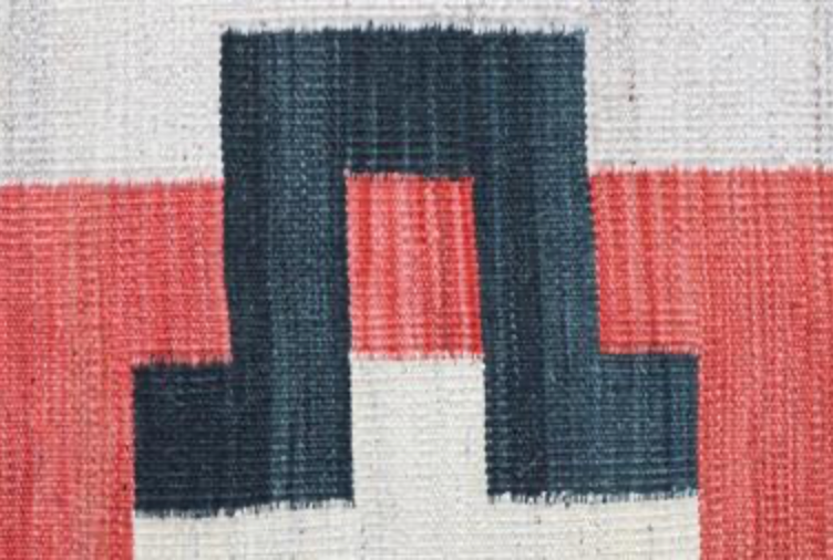 Santafe Collection - 4'x6' 5'x8' 8'x10' 9'x12' - Grey Black/Navy & Rust - Hand Woven Flat Weave Rug - Southwestern Tribal Rug