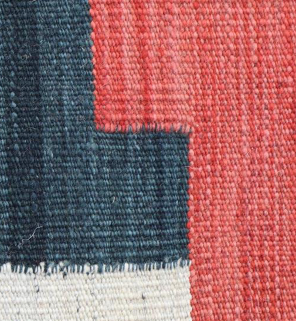 Santafe Collection - 4'x6' 5'x8' 8'x10' 9'x12' - Grey Black/Navy & Rust - Hand Woven Flat Weave Rug - Southwestern Tribal Rug