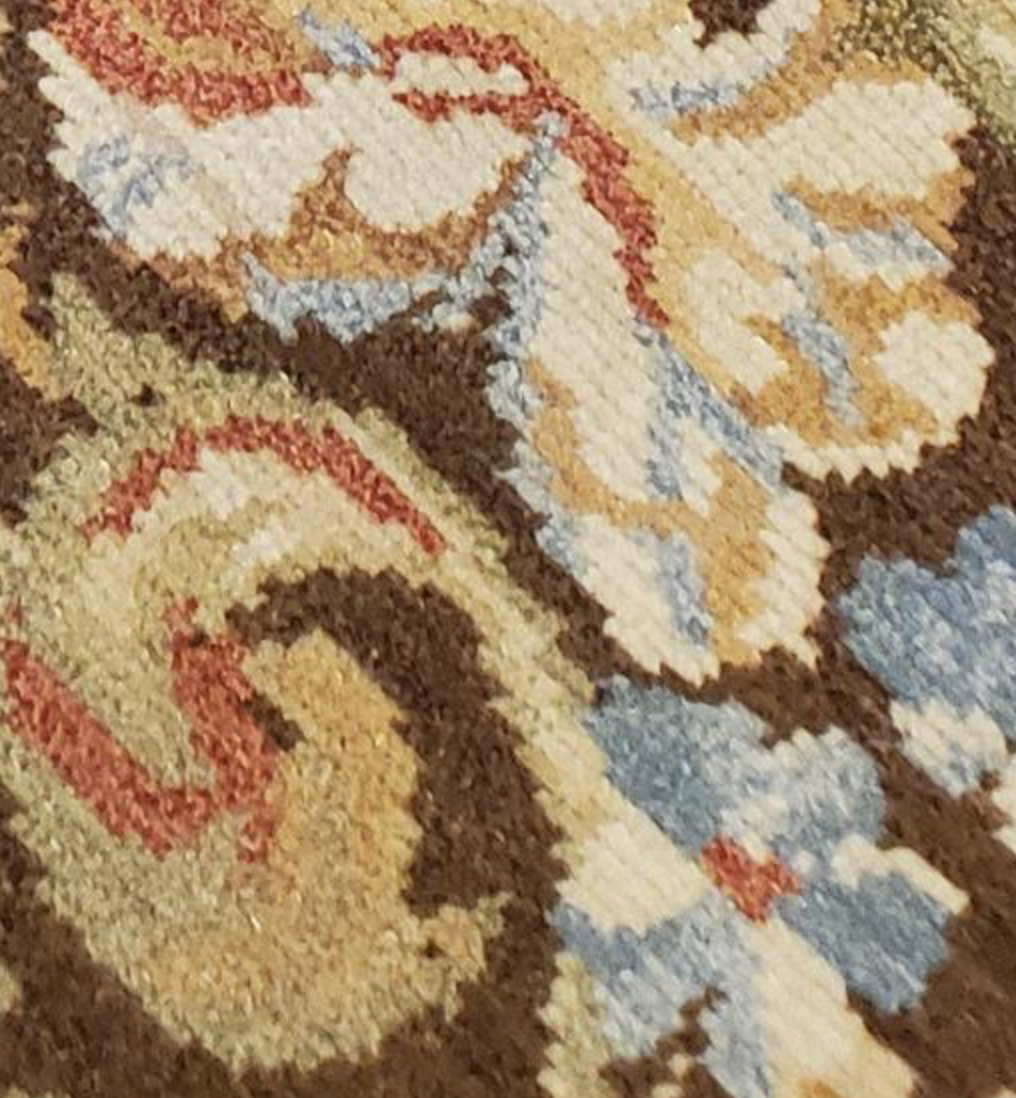 Abadjian Spanish Cuenca -  9' 11" x 13' 01" Rug - Dark Brown Blue Green Rose - Hand Knotted Wool Area Rug - Traditional Classic Romanian Rug