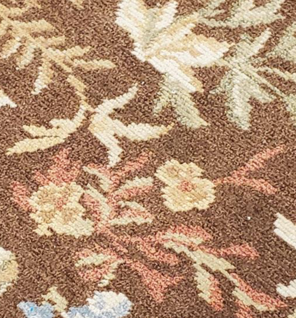 Abadjian Spanish Cuenca -  9' 11" x 13' 01" Rug - Dark Brown Blue Green Rose - Hand Knotted Wool Area Rug - Traditional Classic Romanian Rug
