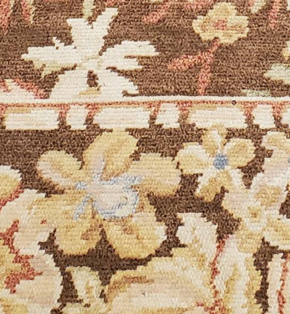 Abadjian Spanish Cuenca -  9' 11" x 13' 01" Rug - Dark Brown Blue Green Rose - Hand Knotted Wool Area Rug - Traditional Classic Romanian Rug
