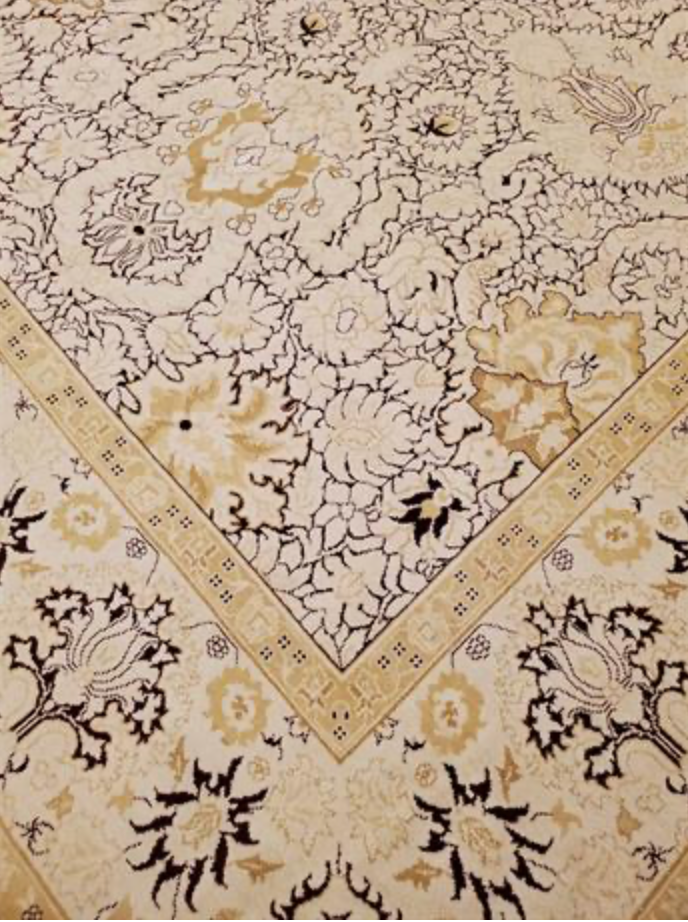 Abadjian Spanish Cuenca -  8' 00" x 9' 10" Rug - Beige Gold & Dark Red - Hand Knotted Wool Area Rug - Traditional Classic Romanian Rug