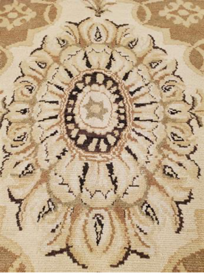 Abadjian Spanish Cuenca -  5' 11" x 7' 01" Rug - Beige Brown Olive & Black - Hand Knotted Wool Area Rug - Traditional Classic Romanian Rug