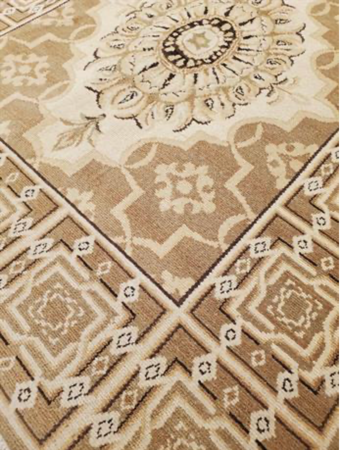 Abadjian Spanish Cuenca -  5' 11" x 7' 01" Rug - Beige Brown Olive & Black - Hand Knotted Wool Area Rug - Traditional Classic Romanian Rug