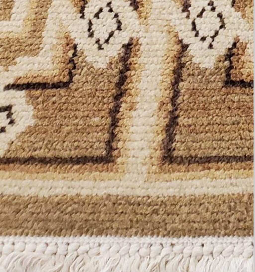 Abadjian Spanish Cuenca -  5' 11" x 7' 01" Rug - Beige Brown Olive & Black - Hand Knotted Wool Area Rug - Traditional Classic Romanian Rug