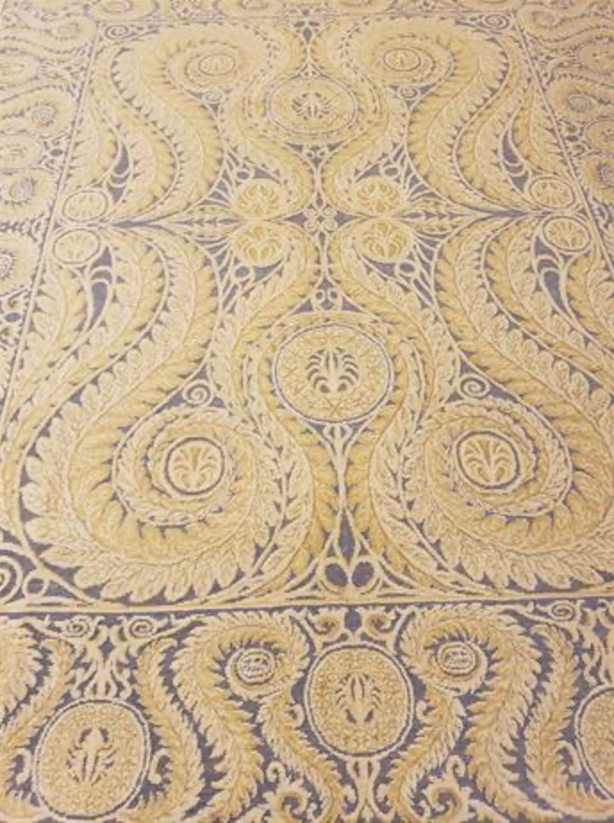 Abadjian Limited Series -  8' 01" x 9' 11" Rug - Beige Gold & Dark Red - Hand Knotted High Low Wool Area Rug - Traditional Classic Romanian Rug
