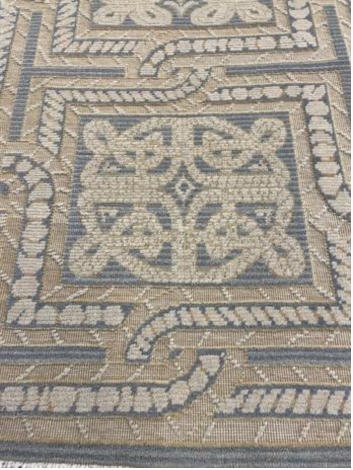 Abadjian Limited Series - 2' 11" x 9' 03" Runner - Beige Gold Light Grey & Blue - Hand Knotted High Low Wool Runner - Traditional Classic Romanian Runner