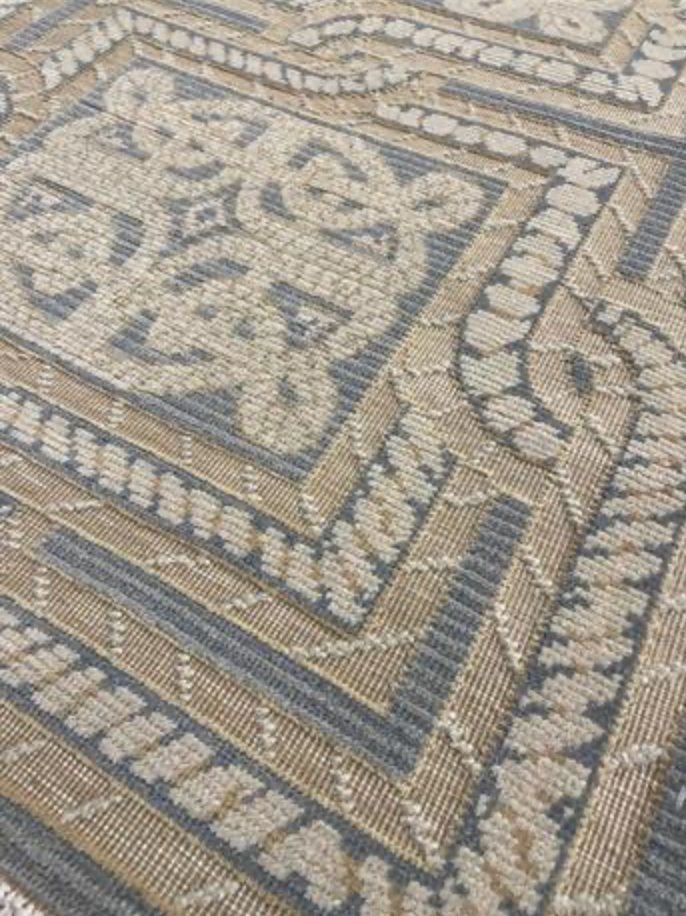 Abadjian Limited Series - 2' 11" x 9' 03" Runner - Beige Gold Light Grey & Blue - Hand Knotted High Low Wool Runner - Traditional Classic Romanian Runner