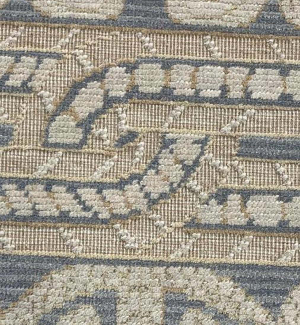 Abadjian Limited Series - 2' 11" x 9' 03" Runner - Beige Gold Light Grey & Blue - Hand Knotted High Low Wool Runner - Traditional Classic Romanian Runner