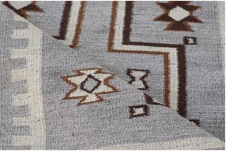 Santafe Collection - 3' x 8' 10' & 12' Runners - Grey Black White & Brown - Hand Woven Flat Weave Runner - Southwestern Tribal Runner