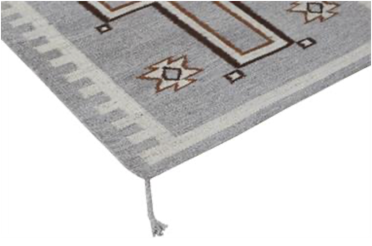 Santafe Collection - 3' x 8' 10' & 12' Runners - Grey Black White & Brown - Hand Woven Flat Weave Runner - Southwestern Tribal Runner