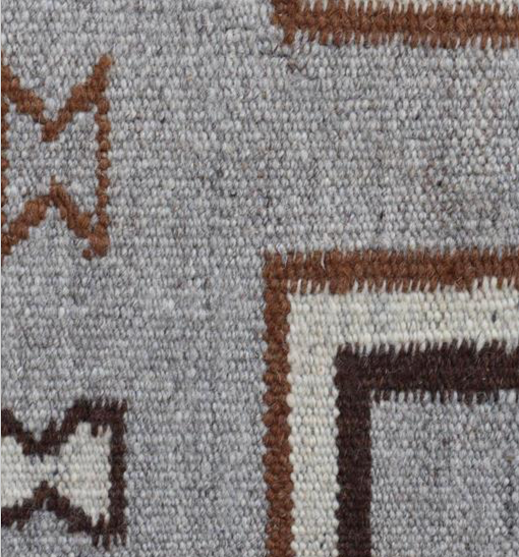 Santafe Collection - 3' x 8' 10' & 12' Runners - Grey Black White & Brown - Hand Woven Flat Weave Runner - Southwestern Tribal Runner