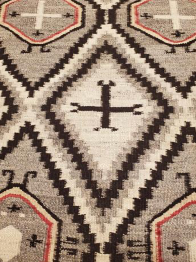 Santafe Collection - 5' 03" x 8' 00" Rug - Grey White Black Red - Hand Woven Flat Weave Rug - Southwestern Tribal Area Rug