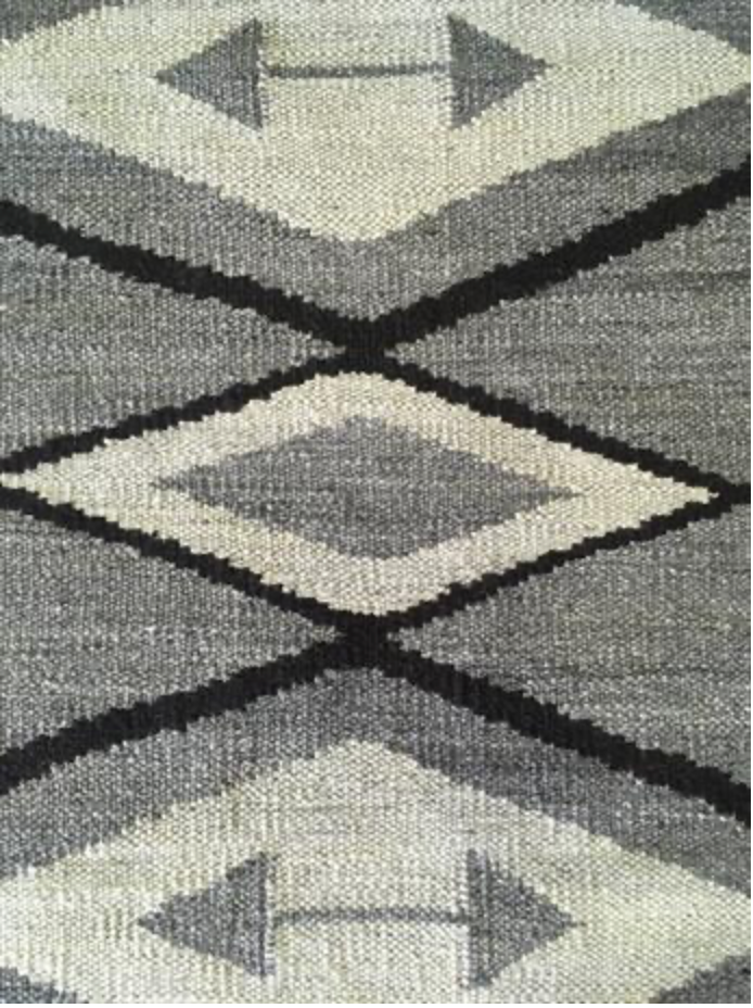 Santafe Collection - 3'x5' 5'x8' 9'x12' Rug - Grey Black White - Hand Woven Flat Weave Rug - Southwestern Tribal Area Rug