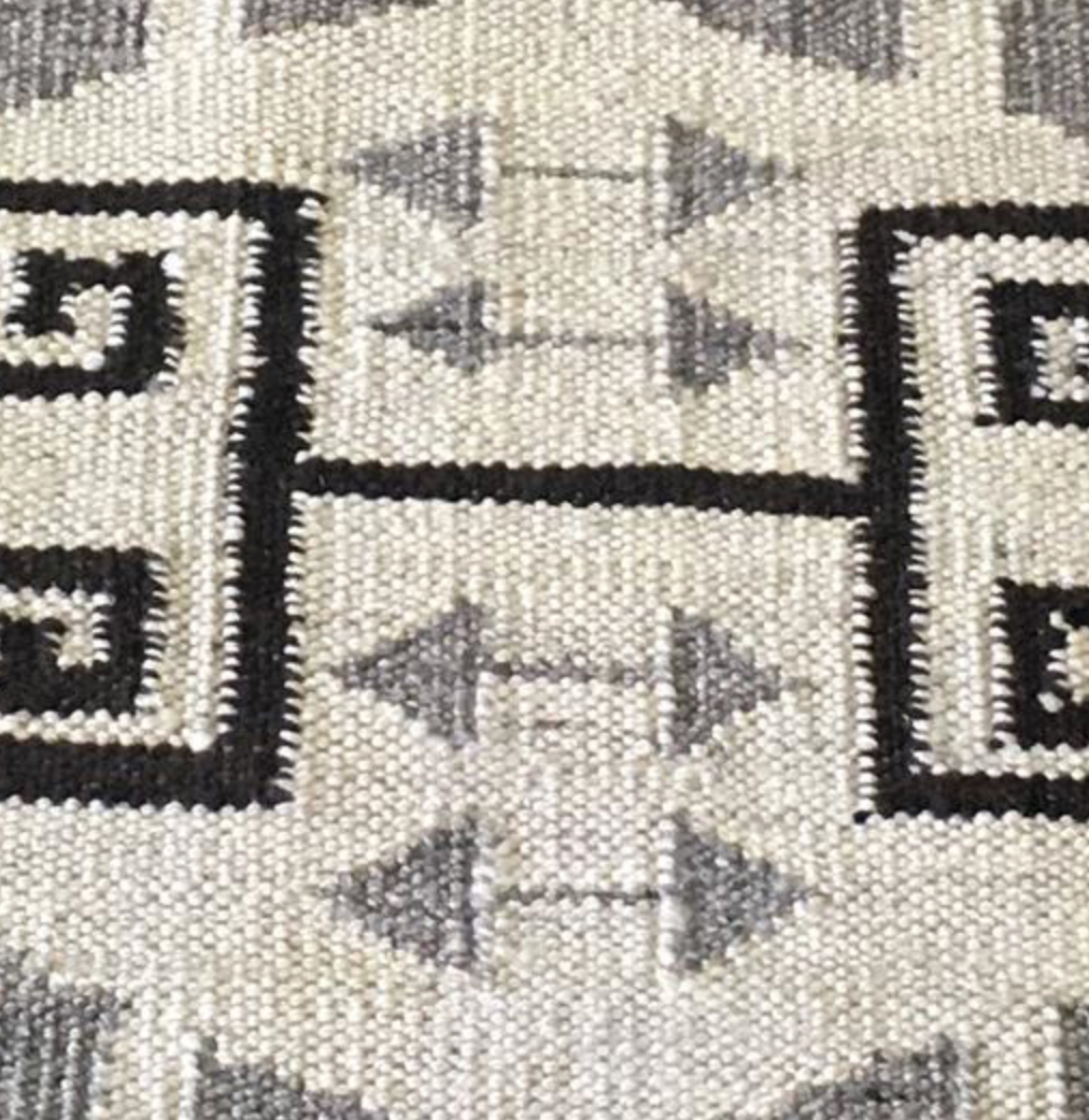 Santafe Collection - 3'x5' 5'x8' 9'x12' Rug - Grey Black White - Hand Woven Flat Weave Rug - Southwestern Tribal Area Rug