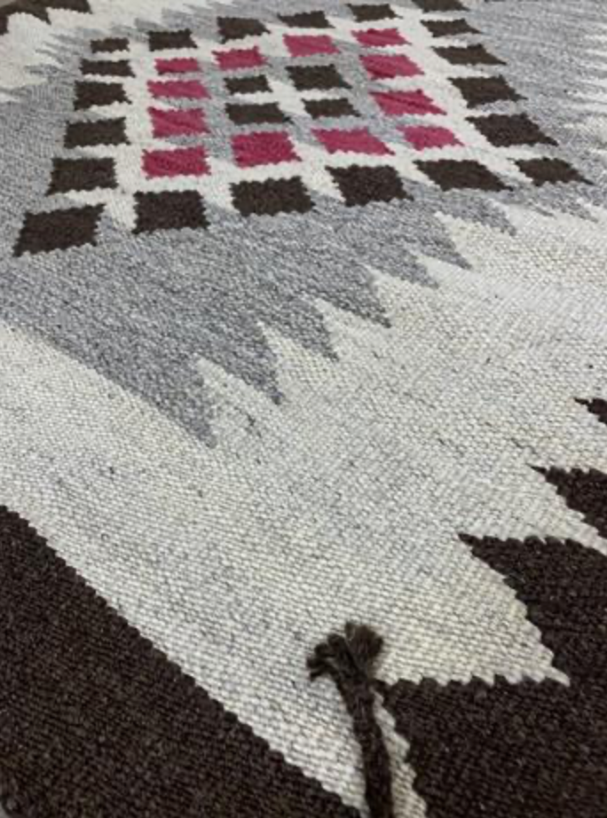 Santafe Collection - 3' 00" x 11' 10" Runner - Grey Black Red Yellow - Hand Woven Flat Weave Runner - Southwestern Tribal Runner