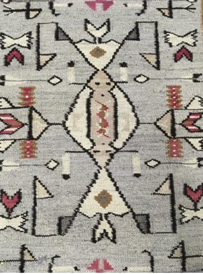 Santafe Collection - 5' 00" x 7' 10" Rug - Grey Black Red Camel - Hand Woven Flat Weave Rug - Southwestern Tribal Area Rug