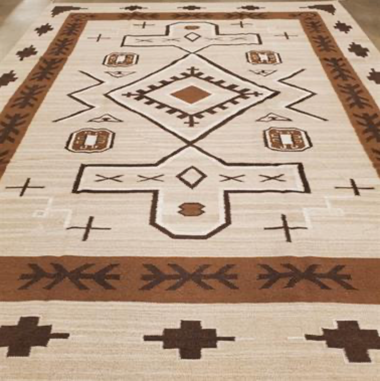 Santafe Collection - 3'x5' 4'x6' 5'x8' 6'x9' 9'x12' Rug - Brown - Hand Woven Flat Weave Rug - Southwestern Tribal Area Rug