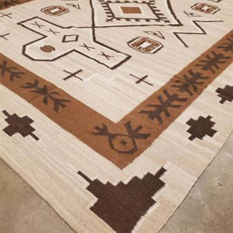 Santafe Collection - 3'x5' 4'x6' 5'x8' 6'x9' 9'x12' Rug - Brown - Hand Woven Flat Weave Rug - Southwestern Tribal Area Rug