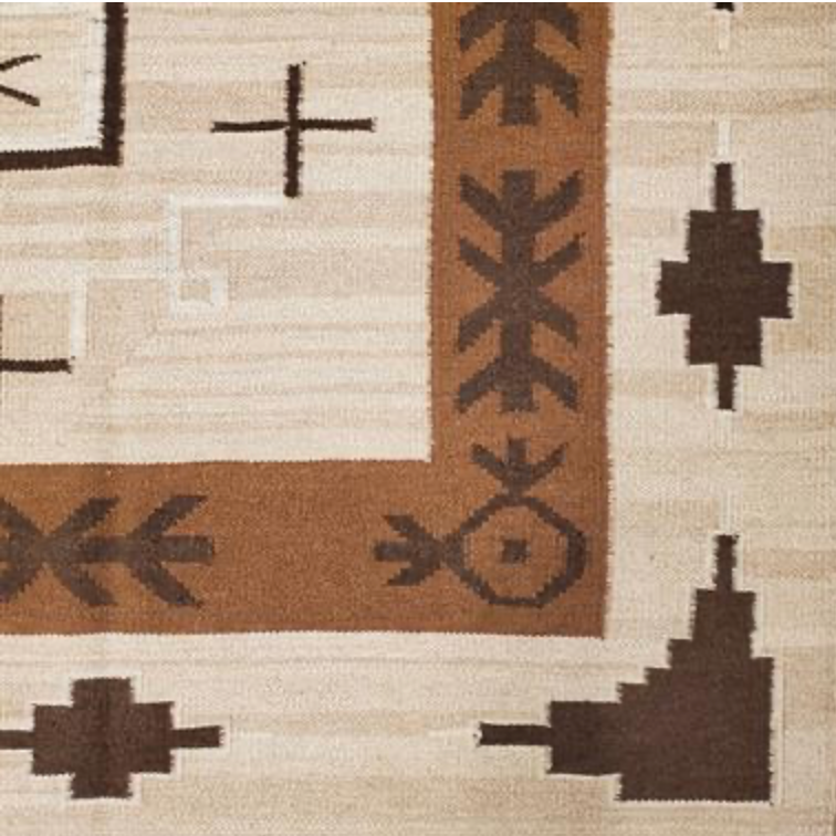 Santafe Collection - 3'x5' 4'x6' 5'x8' 6'x9' 9'x12' Rug - Brown - Hand Woven Flat Weave Rug - Southwestern Tribal Area Rug
