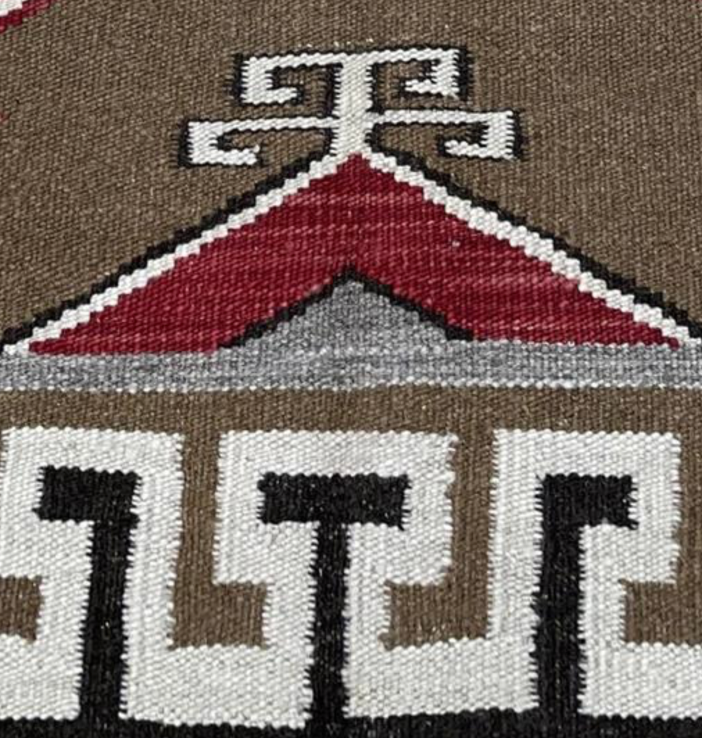 Santafe Collection - 6' 03" x 9' 01" Rug - Grey Black Red Brown - Hand Woven Flat Weave Rug - Southwestern Tribal Area Rug