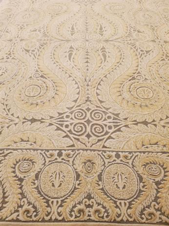 Abadjian Spanish Cuenca - 9' 04" x 11' 09" Rug - Beige & Brown - Hand Knotted Wool Area Rug - Traditional Classic Romanian Rug