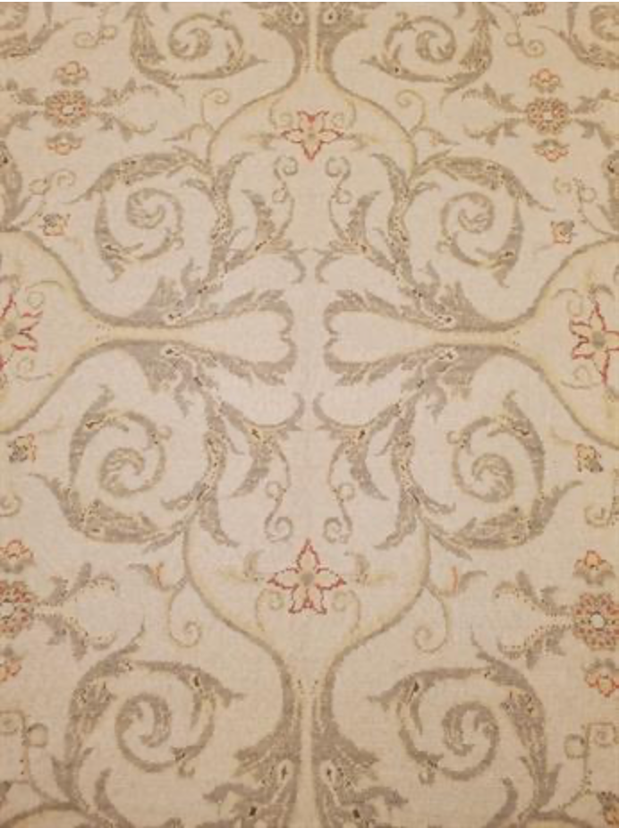 Abadjian Spanish Cuenca -  8' 03" x 10' 05" Rug - Beige Grey/Brown Red - Hand Knotted Wool Area Rug - Traditional Classic Romanian Rug