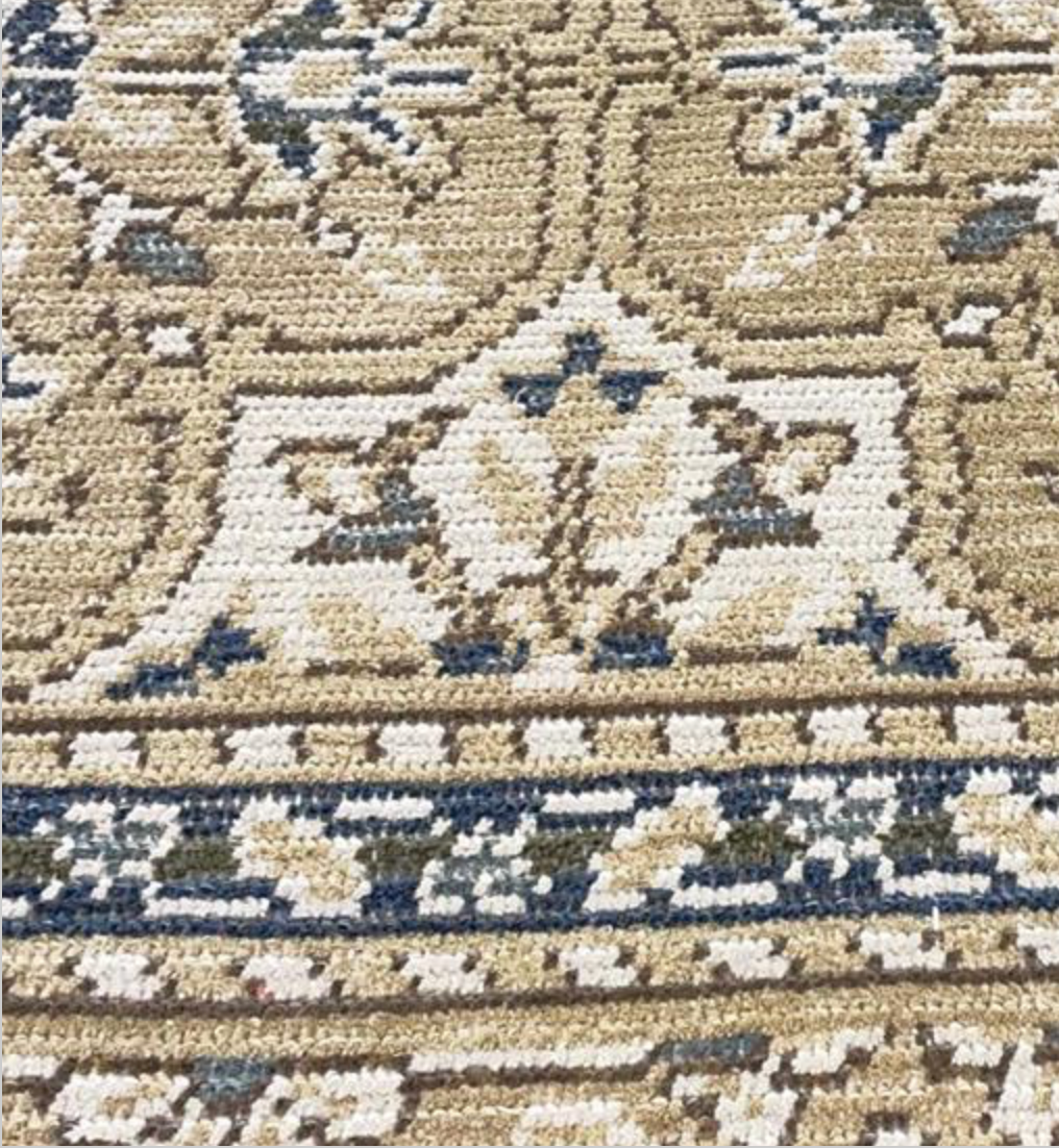Abadjian Spanish Cuenca -  8' 00" x 9' 10" Rug - Gold Beige Blue - Hand Knotted Wool Area Rug - Traditional Classic Romanian Rug