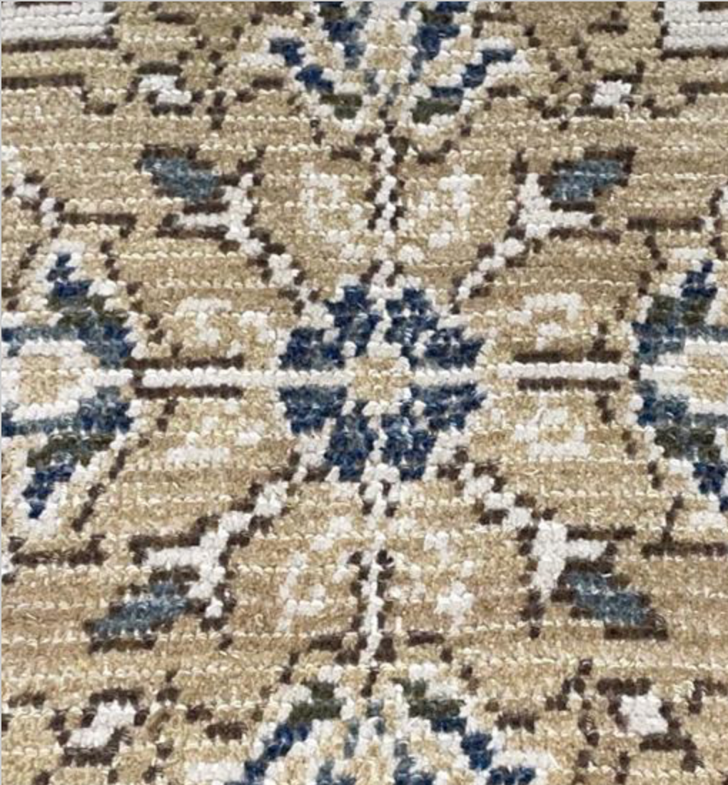 Abadjian Spanish Cuenca -  8' 00" x 9' 10" Rug - Gold Beige Blue - Hand Knotted Wool Area Rug - Traditional Classic Romanian Rug