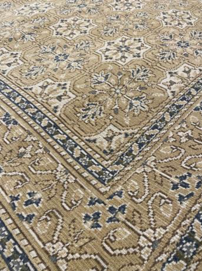 Abadjian Spanish Cuenca -  8' 00" x 9' 10" Rug - Gold Beige Blue - Hand Knotted Wool Area Rug - Traditional Classic Romanian Rug