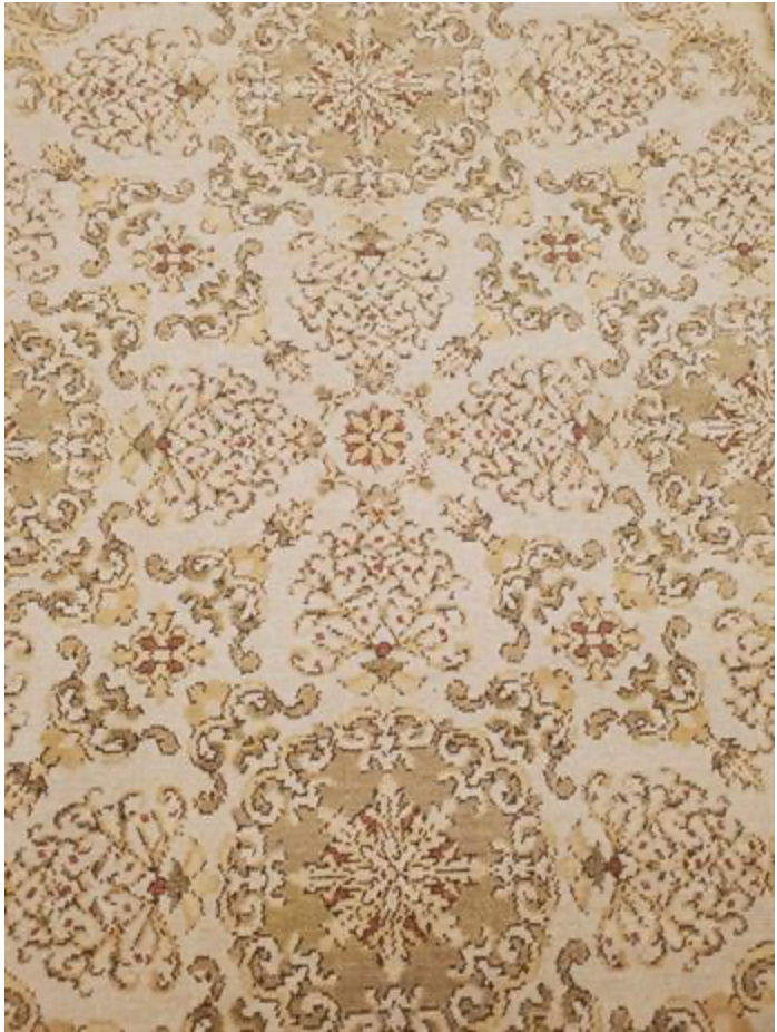 Abadjian Spanish Cuenca -  8' 00" x 10' 06" Rug - Beige, Light Grey, Light Brown & Olive Green - Hand Knotted Wool Area Rug - Traditional Classic Romanian Rug