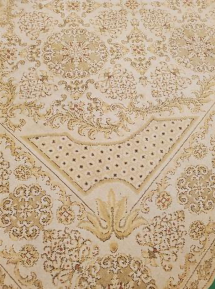 Abadjian Spanish Cuenca -  8' 00" x 10' 06" Rug - Beige, Light Grey, Light Brown & Olive Green - Hand Knotted Wool Area Rug - Traditional Classic Romanian Rug