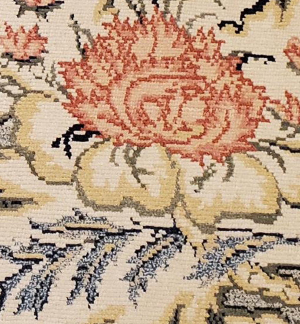Abadjian Spanish Cuenca -  8' 01" x 9' 07" Rug - Beige Grey Rust Green Blue Yellow - Hand Knotted Wool Area Rug - Traditional Classic Romanian Rug