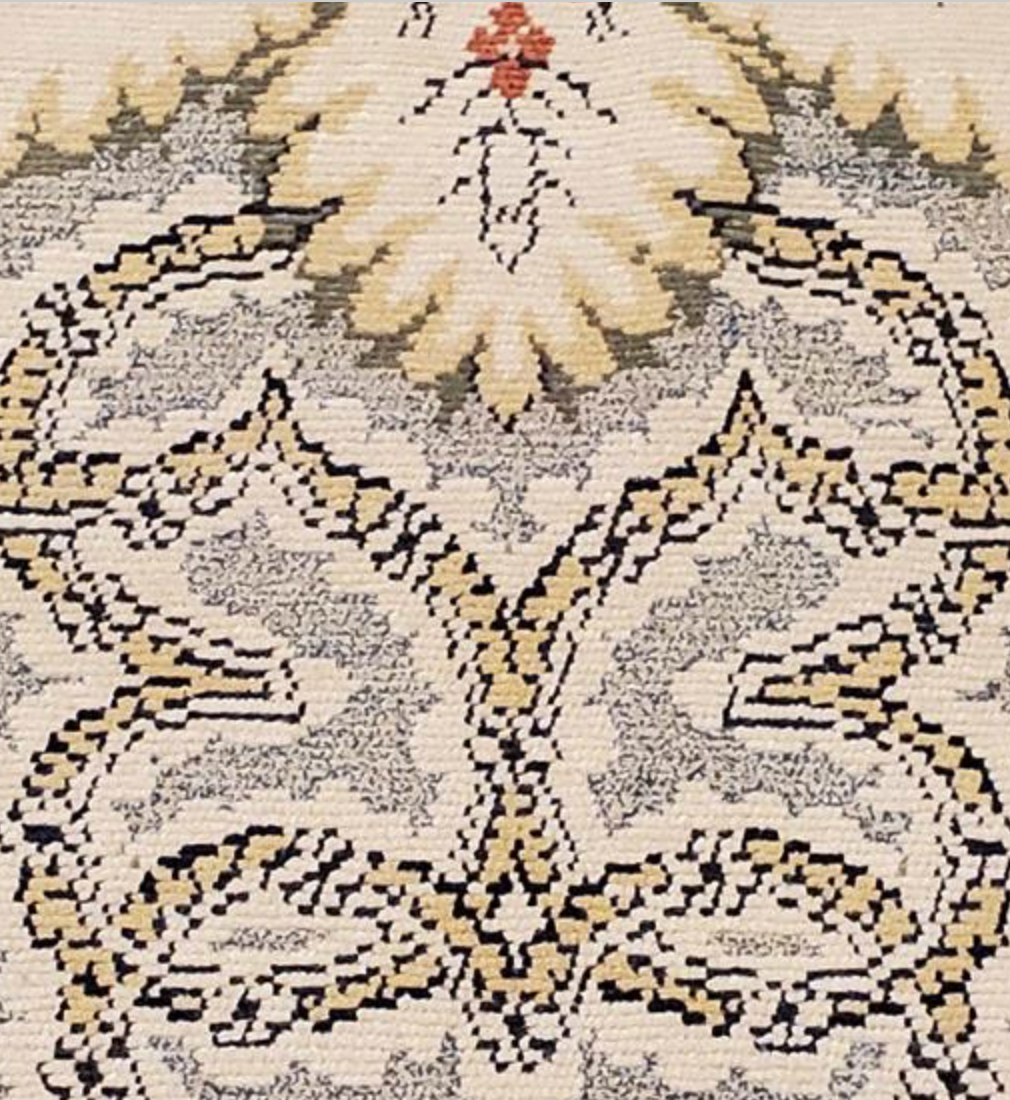 Abadjian Spanish Cuenca -  8' 01" x 9' 07" Rug - Beige Grey Rust Green Blue Yellow - Hand Knotted Wool Area Rug - Traditional Classic Romanian Rug